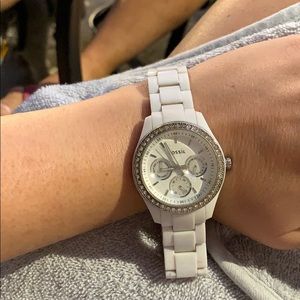 White Fossil watch